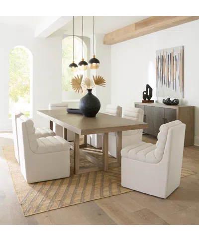 Macy's 7-pc. Set (portmore Rectangular Dining Table & 6 Clave Dining Chairs), Created For  In Linen