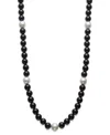 Macy's 7mm Onyx And Cultured Freshwater Pearl Necklace (7.5-8.5mm) In Sterling Silver In Black