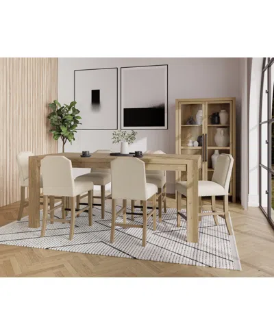 Macy's 7pc Counter Height Dining Set (davie Rectangular Table & 6 Hinsen Stools) In Ivory