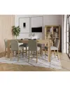 Macy's 7pc Counter Height Dining Set (davie Rectangular Table & 6 Hinsen Stools) In Sand