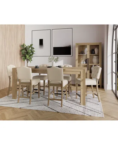Macy's 7pc Counter Height Dining Set (davie Rectangular Table & 6 Jesilyn Stools) In Ivory