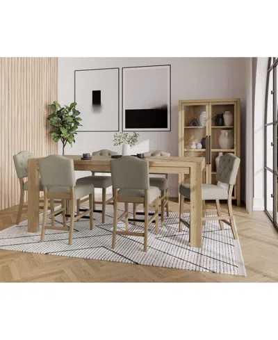 Macy's 7pc Counter Height Dining Set (davie Rectangular Table & 6 Jesilyn Stools) In Sand