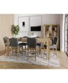 Macy's 7pc Counter Height Dining Set (davie Rectangular Table & 6 Jesilyn Stools) In Slate
