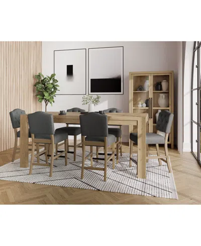 Macy's 7pc Counter Height Dining Set (davie Rectangular Table & 6 Jesilyn Stools) In Slate