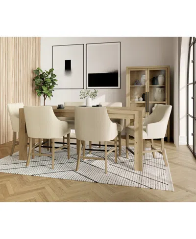 Macy's 7pc Counter Height Dining Set (davie Table & 6 Nelin Stools) In Ivory