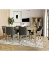 Macy's 7pc Counter Height Dining Set (davie Table & 6 Nelin Stools) In Slate