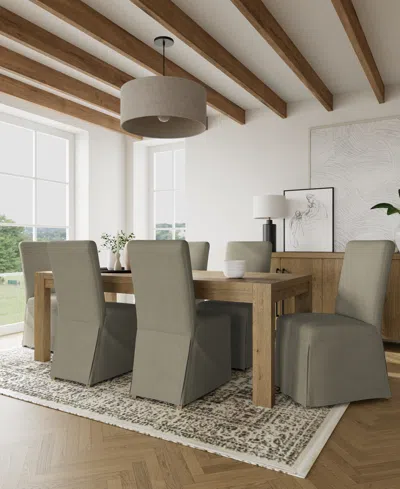 Macy's 7pc Dining Set (davie Rectangular Table & 6 Estby Chairs) In Sand