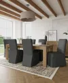Macy's 7pc Dining Set (davie Rectangular Table & 6 Estby Chairs) In Slate
