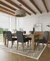 Macy's 7pc Dining Set (davie Rectangular Table & 6 Hinsen Chairs) In Slate