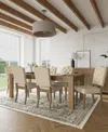 Macy's 7pc Dining Set (davie Rectangular Table & 6 Jesilyn Chairs) In Ivory