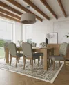 Macy's 7pc Dining Set (davie Rectangular Table & 6 Nelin Chairs) In Sand