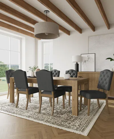 Macy's 7pc Dining Set (davie Rectangular Table & 6 Jesilyn Chairs) In Slate