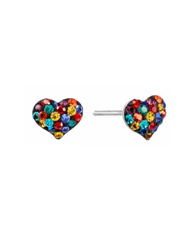 Macy's 8mm Crystal Pave Heart Stud Earrings In Multi