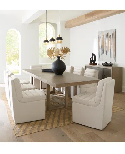 Macy's 9-pc. Set (portmore Rectangular Dining Table & 8 Clave Dining Chairs), Created For  In Linen
