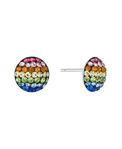 Macy's 9mm Crystal Half Ball Stud Earrings In Rainbow