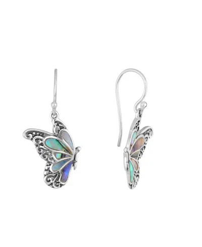 Macy's Abalone Imitation Pearl Oxidized Butterfly Drop Earrings
