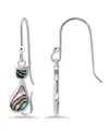 Macy's Abalone Inlay Cat Fishhook Earrings In Silver