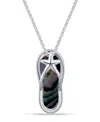 Macy's Abalone Inlay Flip Flop Necklace In Silver