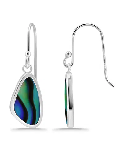 Macy's Abalone Inlay Freeform Fishhook Drop Earrings In Silver