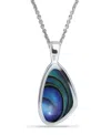 Macy's Abalone Inlay Freeform Pendant Necklace In Silver