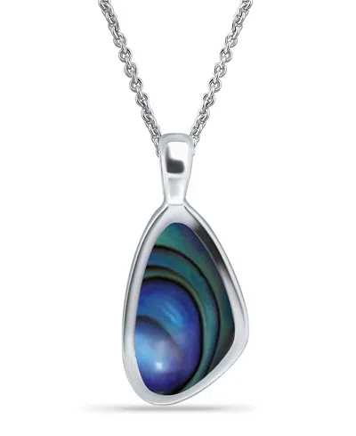 Macy's Abalone Inlay Freeform Pendant Necklace In Silver