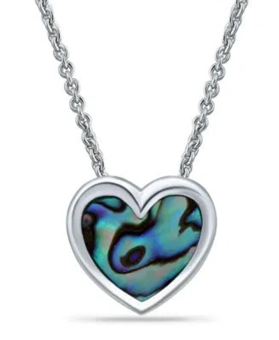 Macy's Macys Abalone Inlay Heart Pendant Necklace Heart Drop Earrings In Silver
