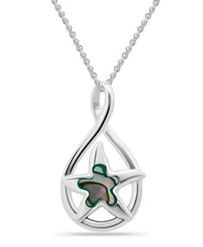 Macy's Macys Abalone Inlay Starfish Motif Pendant Necklace Starfish Motif Fishhook Drop Earrings In Silver
