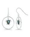 Macy's Abalone Inlay Turtle Circle Fishhook Drop Earrings In Silver