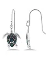 Macy's Abalone Inlay Turtle Fishhook Drop Earrings In Silver