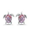 Macy's Abalone Inlay Turtle Stud Post Earrings In Multi