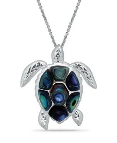 Macy's Macys Abalone Or Pink Shell Inlay Turtle Pendant Necklace Circle Fishhook Drop Earrings In Silver