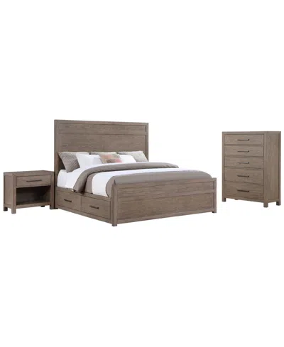 Macy's Adler 3-piece Queen Storage Bedroom Set (bed, Chest & Nightstand),  Exclusive In Brown