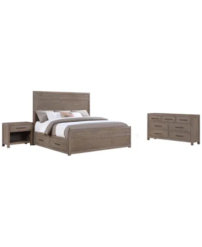 Macy's Adler 3-piece Queen Storage Bedroom Set (bed, Dresser & Nightstand),  Exclusive In Brown