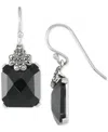Macy's Agate (13 Ct. T.w.) & Marcasite (1/5 Ct. T.w.) Drop Earrings In Sterling Silver In Black Agate