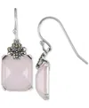 Macy's Agate (13 Ct. T.w.) & Marcasite (1/5 Ct. T.w.) Drop Earrings In Sterling Silver In Pink Agate