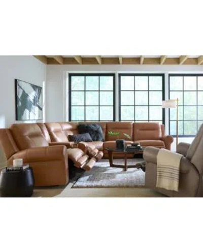 Macy's Alexandre Leather Sectional Collection Exclusively At Macys In Brown