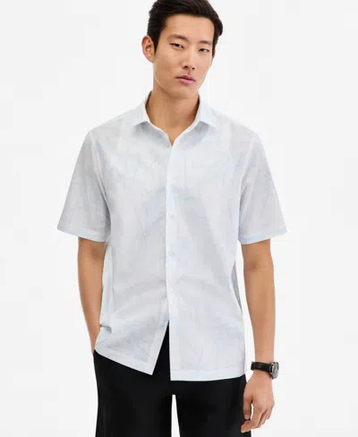 Macy's Alfani Men's Danny Abstract Print Short-sleeve Button-up Shirt,  Exclusive In White