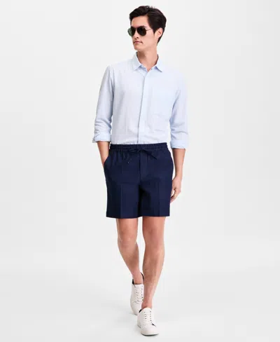 Macy's Alfani Men's Linen-blend Knit Drawstring Shorts,  Exclusive In Blue