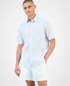 Macy's Alfani Men's Pacco Short Sleeve Striped Button-front Shirt, Exclusively At