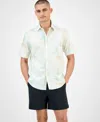 Macy's Alfani Men's Painterly Texture Short Sleeve Button-front Shirt, Exclusively At