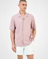 Macy's Alfani Men's Short Sleeve Puckered Button-front Camp Shirt, Exclusively At