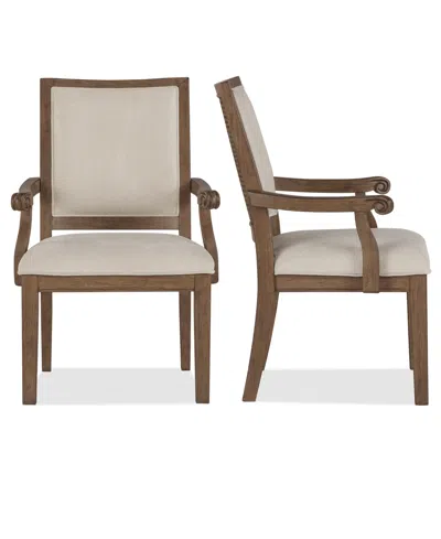 Macy's Alverton 2-pc. Wood Arm Chair Set In Brown