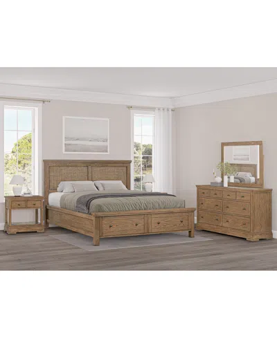 Macy's Alverton 3 Pc. California King Cane Storage Set (bed, Dresser & 1-drawer Nightstand), Created For Ma In Transparent