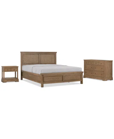 Macy's Alverton 3 Pc. King Cane Set (bed, Dresser & 1-drawer Nightstand), Created For  In Transparent