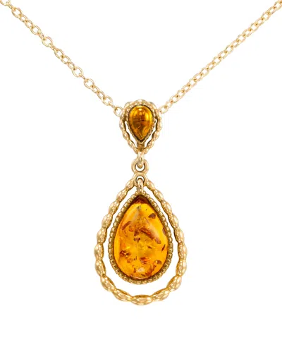 Macy's Amber Teardrop Pendant Necklace (2.4 Ct. T.w.) In 18k Yellow Gold Over Sterling Silver In Green