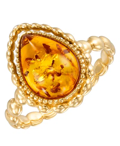 Macy's Amber Teardrop Ring (1.4 Ct. T.w.) In 18k Gold Over Sterling Silver In Metallic