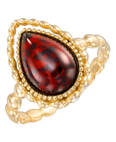 Macy's Amber Teardrop Ring (1.4 Ct. T.w.) In 18k Gold Over Sterling Silver In Orange