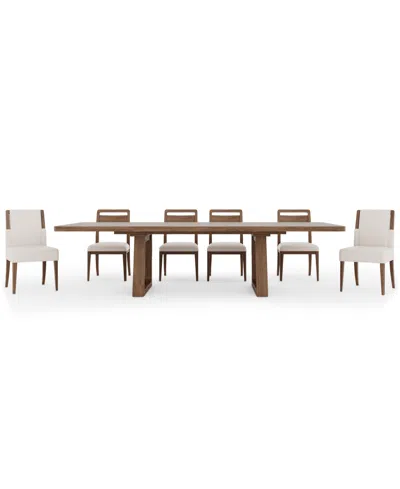 Macy's Amelie Rectangular 7-piece Wood Dining Set (table, 4 Wood Chairs And 2 Upholstered Chairs)