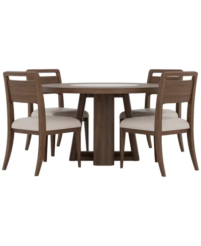 Macy's Amelie Round 5-piece Wood Dining Set (table And 4 Wood Side Chairs)