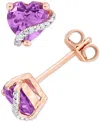 Macy's Amethyst (1-1/10 Ct. T.w.) & Diamond Accent Swirl 18" Pendant Necklace In Rose-plated Sterling Silve In Amethyst